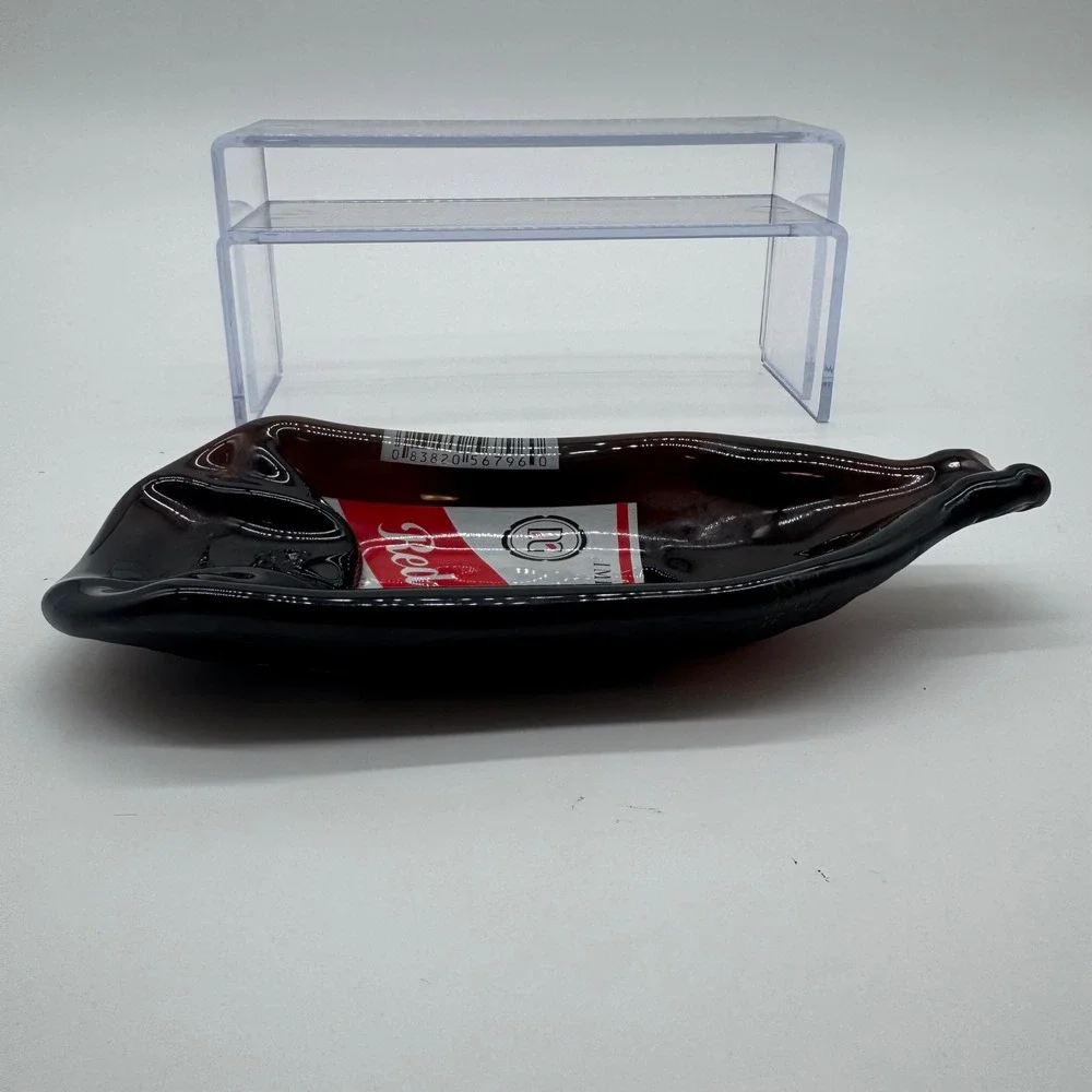 Red Stripe Melted Beer Bottle Tray Recycled Slumped Glass Spoon Rest Barware